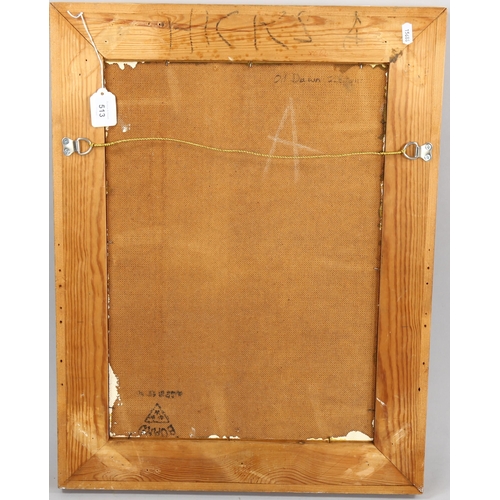 513 - Anne Hicks RWEA (1928 - 2020), oil on board, Dawn, 48cm x 23cm, framed