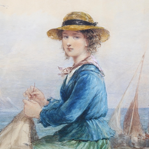 515 - Henry Hobson (flourished 1857 - 1866), watercolour, the fisherman's daughter, signed, 55cm x 41cm, f... 