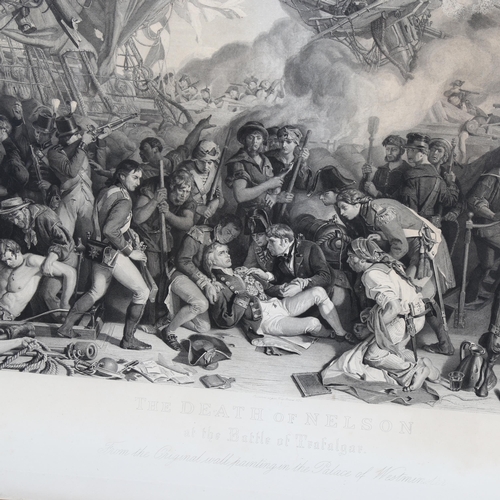 523 - The Death of Nelson at the Battle of Trafalgar, 1874 engraving from the original painting in the Pal... 