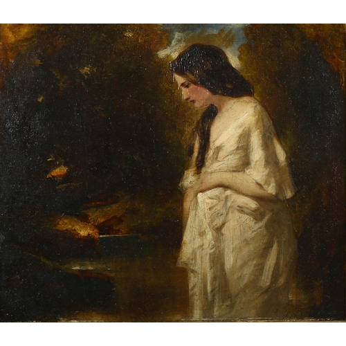 526 - William Denholm Kennedy (1813 - 1865), oil on board, Innocence, inscribed verso, 24cm x 23cm, framed