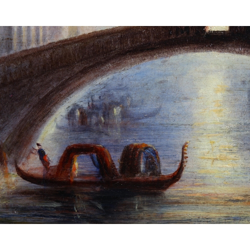 529 - Rialto Bridge Venice, late 19th/early 20th century oil on canvas, unsigned, 29.5cm x 19.5cm, framed