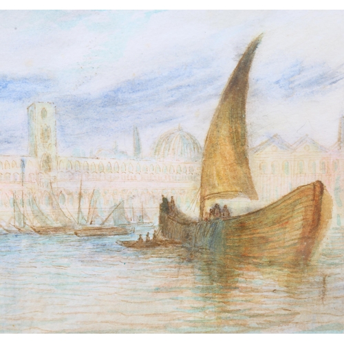 533 - After J M W Turner, 19th century watercolour, Venice, unsigned, 17cm x 21cm, framed