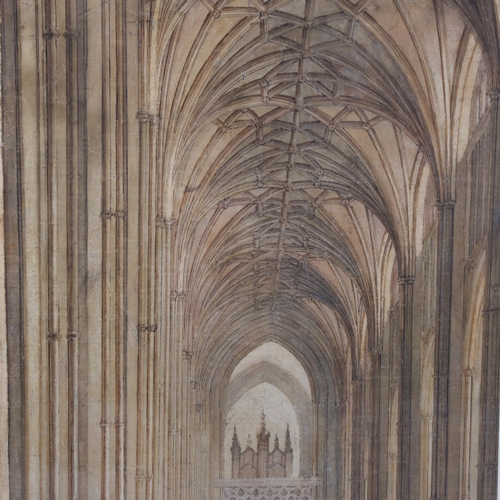 534 - Pair of 19th century watercolours, views inside Canterbury Cathedral, unsigned, 52cm x 44cm, and 61c... 