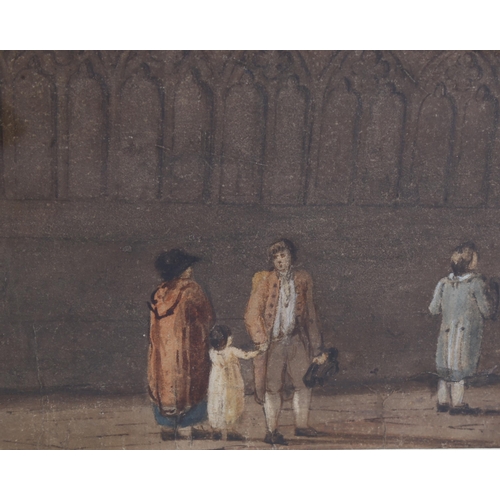 534 - Pair of 19th century watercolours, views inside Canterbury Cathedral, unsigned, 52cm x 44cm, and 61c... 