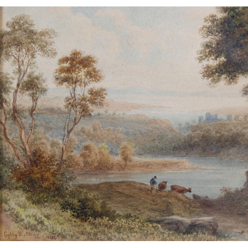 544 - Copley Fielding, 19th century watercolour, Chepstow, signed and dated 1847, 13cm x 18cm, framed