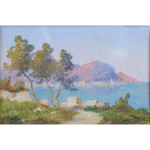 546 - Pair of gouache paintings, circa 1900, Antibes, indistinctly signed, 11cm x 16cm, framed