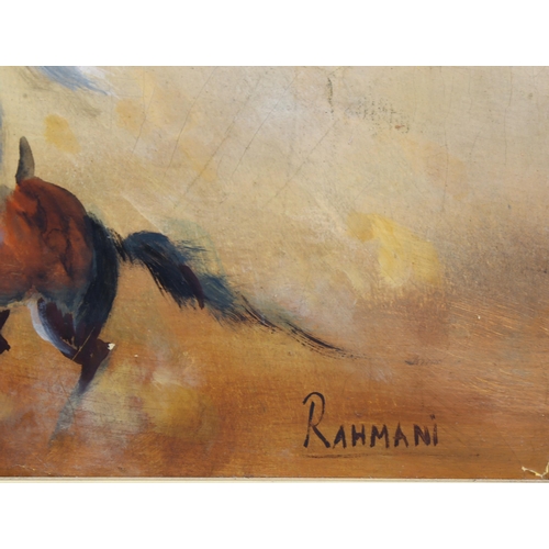 553 - Oil on canvas, Arab horsemen, 46cm x 73cm, framed