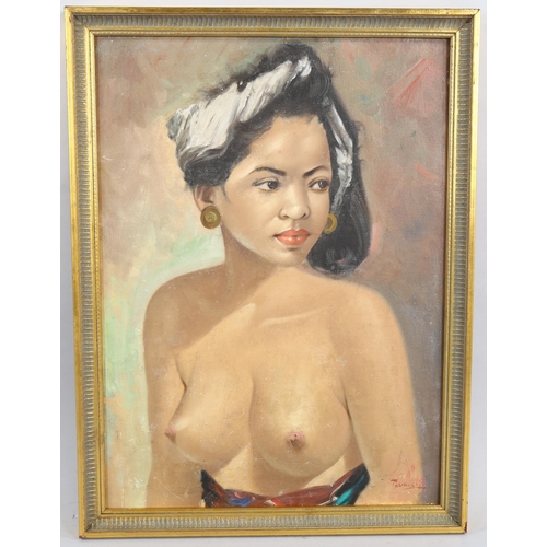 561 - Igor Talwinski (Polish - 1907 - 1983), oil on board, portrait of a Malaysian woman, signed, 59cm x 4... 