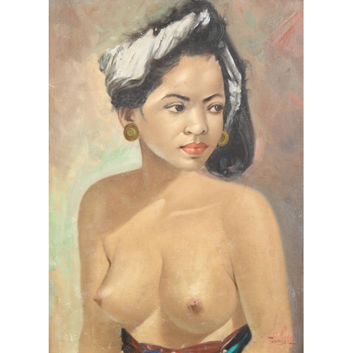 561 - Igor Talwinski (Polish - 1907 - 1983), oil on board, portrait of a Malaysian woman, signed, 59cm x 4... 