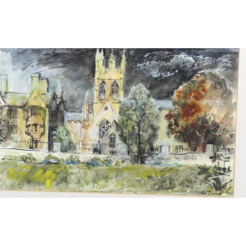 574 - Thea Doniach (1907 - 1986), mixed media on paper, Merton College, signed and dated 1976, 36cm x 56cm... 