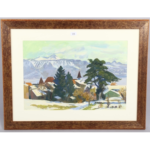 576 - Bernard Pidoux (1911 - 2012), watercolour, extensive mountain landscape, signed, 48cm x 68cm, framed