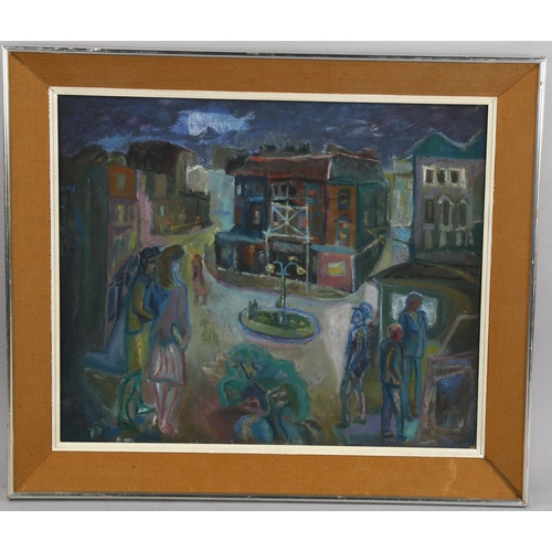 577 - Modern British School, oil on canvas, street scene, unsigned, 51cm x 61cm, framed