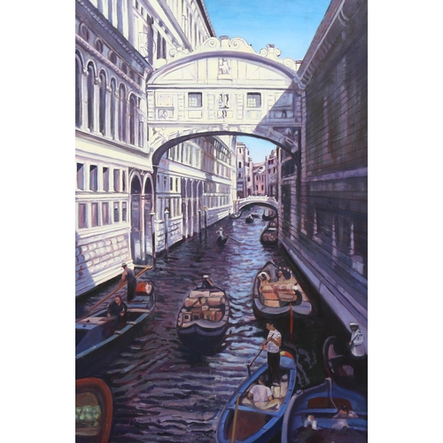 578 - L J Rowland (1926 - 2022), oil on canvas, Bridge of Sighs Venice, signed, 75cm x 50cm, framed