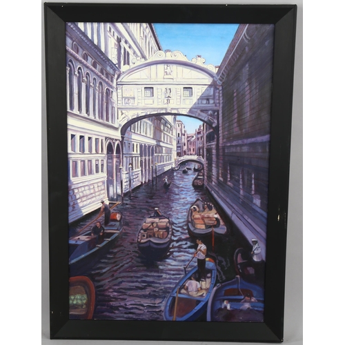 578 - L J Rowland (1926 - 2022), oil on canvas, Bridge of Sighs Venice, signed, 75cm x 50cm, framed