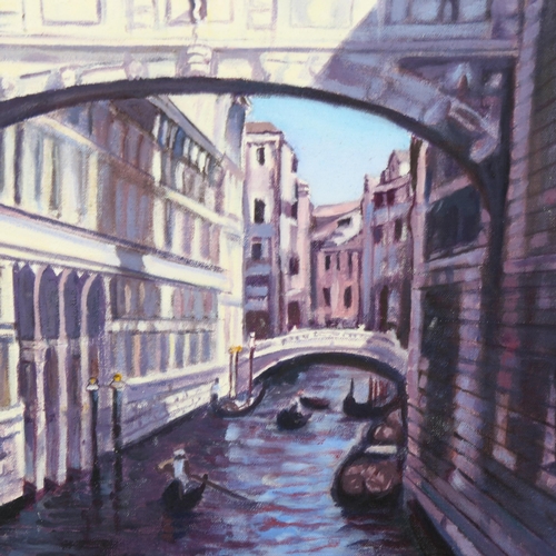 578 - L J Rowland (1926 - 2022), oil on canvas, Bridge of Sighs Venice, signed, 75cm x 50cm, framed