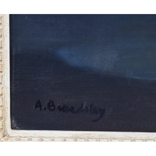 588 - Arnold Beardsley (born 1915), oil on canvas, moonlit shore scene, signed, 50cm x 60cm, framed