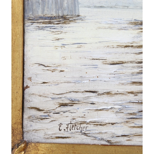 593 - Edwin Fletcher (1857 - 1945), pair of marine oils on canvas, shipping on the Thames Estuary, both si... 