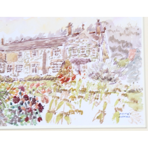 597 - Maurice Sheppard, 2 watercolours, blossom and country cottages, 20cm x 30cm, mounted