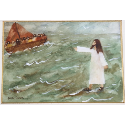 598 - Gary Bunt, watercolour, biblical scene, 20cm x 30cm, mounted