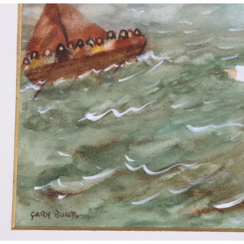 598 - Gary Bunt, watercolour, biblical scene, 20cm x 30cm, mounted