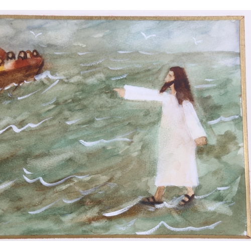 598 - Gary Bunt, watercolour, biblical scene, 20cm x 30cm, mounted