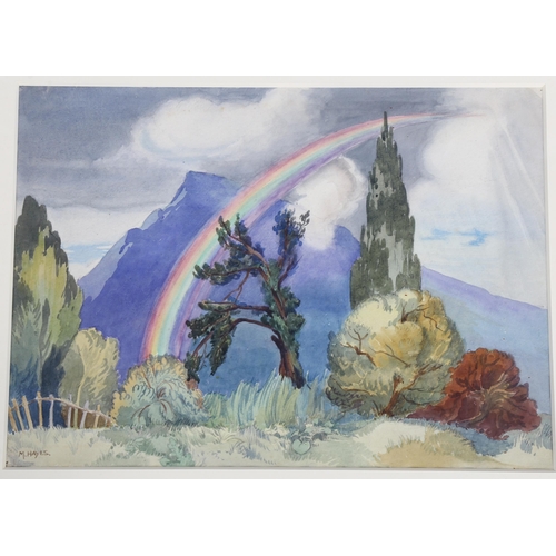 599 - Marjorie Hayes (1913 - 2005), watercolour, rainbow, signed, 27cm x 38cm, mounted