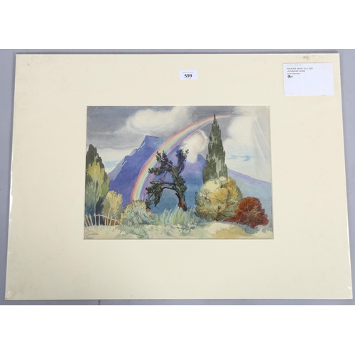 599 - Marjorie Hayes (1913 - 2005), watercolour, rainbow, signed, 27cm x 38cm, mounted