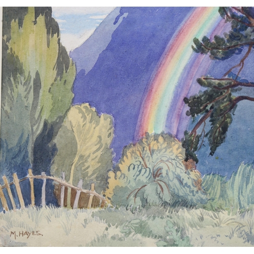 599 - Marjorie Hayes (1913 - 2005), watercolour, rainbow, signed, 27cm x 38cm, mounted