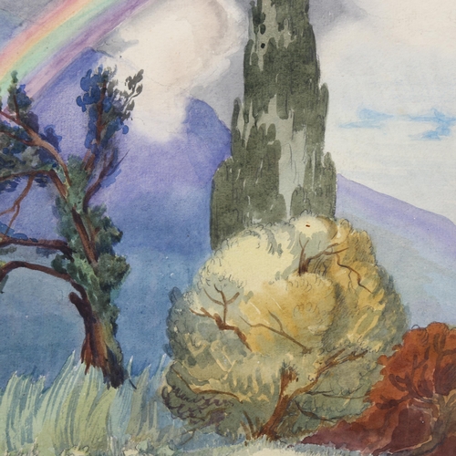 599 - Marjorie Hayes (1913 - 2005), watercolour, rainbow, signed, 27cm x 38cm, mounted