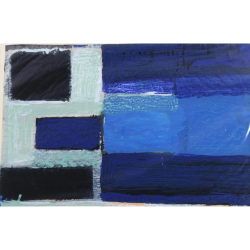 600 - Frank Beanland, gouache on paper, abstract, 36cm x 55cm, mounted