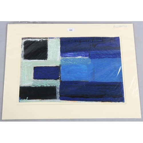 600 - Frank Beanland, gouache on paper, abstract, 36cm x 55cm, mounted