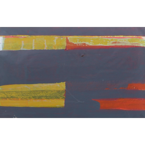 601 - Frank Beanland, gouache on paper, abstract, 36cm x 55cm, mounted