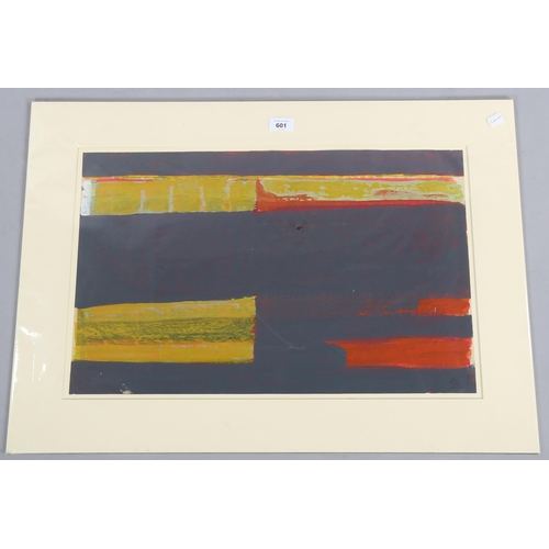 601 - Frank Beanland, gouache on paper, abstract, 36cm x 55cm, mounted