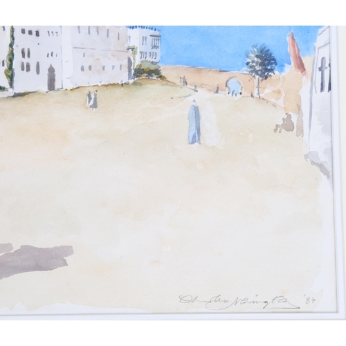 606 - Charles Newington (born 1950), watercolour, schoolgirls Tangiers, signed and dated '84, 29cm x 44cm,... 