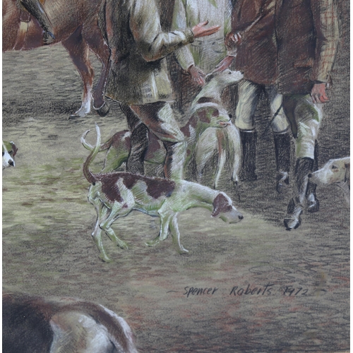 613 - WITHDRAWN - Arthur Spencer Roberts, coloured pastels, East Sussex and Romney Marsh Hunt meet at Batt... 