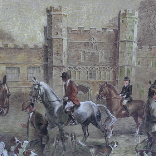 613 - WITHDRAWN - Arthur Spencer Roberts, coloured pastels, East Sussex and Romney Marsh Hunt meet at Batt... 