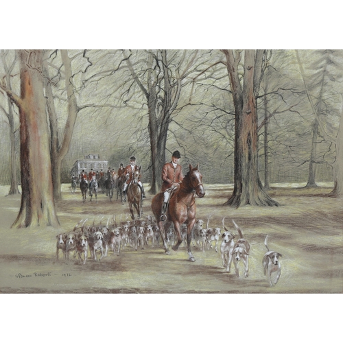 614 - WITHDRAWN - Arthur Spencer Roberts, coloured pastels, East Sussex and Romney Marsh Hunt, signed and ... 