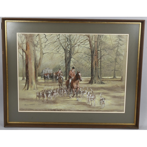 614 - WITHDRAWN - Arthur Spencer Roberts, coloured pastels, East Sussex and Romney Marsh Hunt, signed and ... 