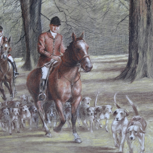 614 - WITHDRAWN - Arthur Spencer Roberts, coloured pastels, East Sussex and Romney Marsh Hunt, signed and ... 