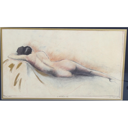 617 - Tremayne, pair of serigraph prints, reclining nudes, signed in ink, image 32cm x 53cm, framed