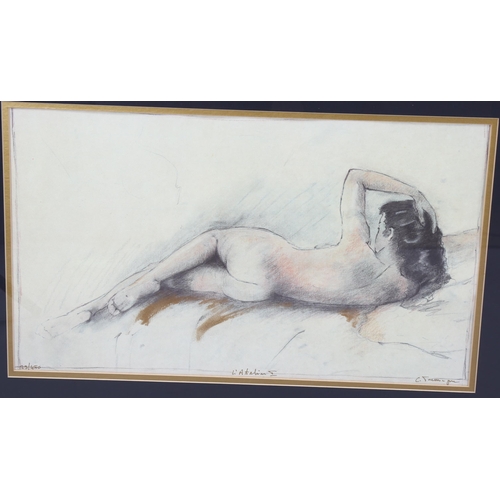 617 - Tremayne, pair of serigraph prints, reclining nudes, signed in ink, image 32cm x 53cm, framed