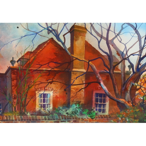 621 - Martin Bradshaw, 2 watercolours, buildings, largest 24cm x 54cm, framed (2)