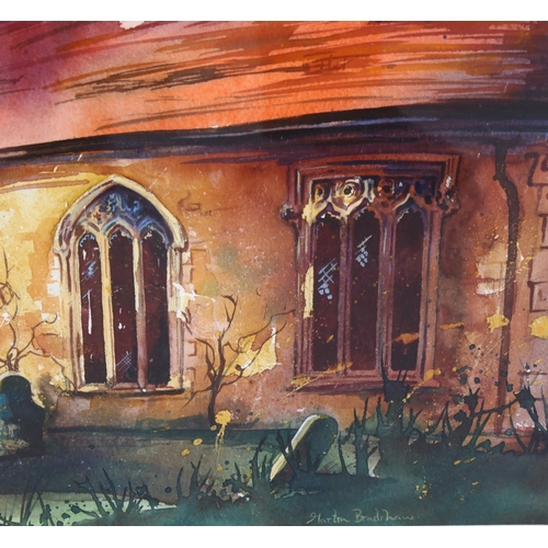 622 - Martin Bradshaw, 2 watercolours, church buildings, largest 32cm x 54cm, framed (2)