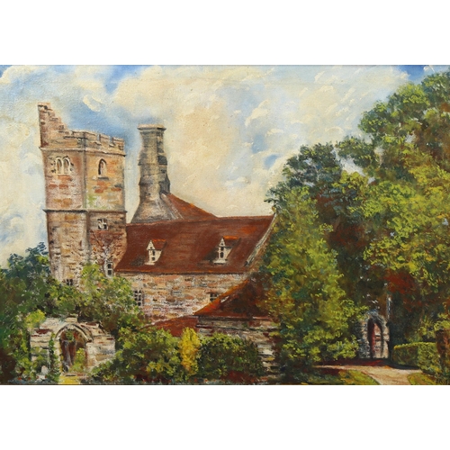 623 - Maria Ispanki-Held, oil on board, Mayfield church, 50cm x 70cm, framed