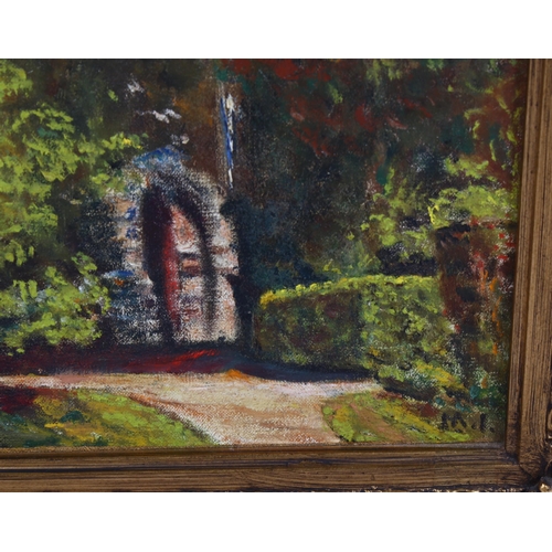 623 - Maria Ispanki-Held, oil on board, Mayfield church, 50cm x 70cm, framed