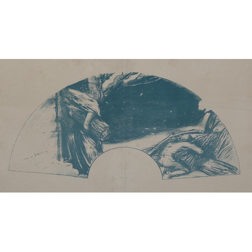 635 - 19th century lithograph, fan-shaped composition, 37cm x 53cm, Charles Holroyd, etching, Classical fi... 