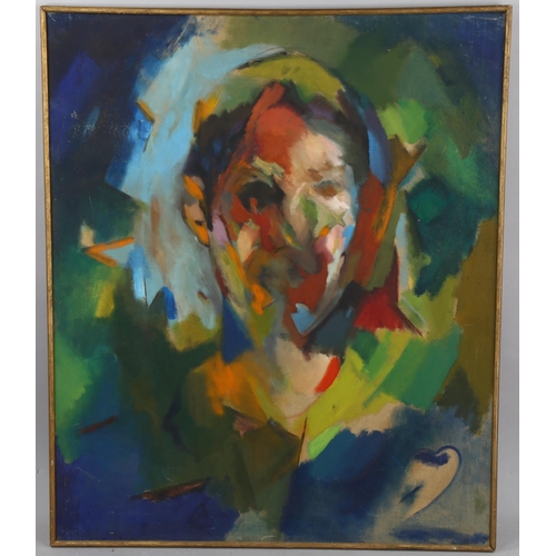 638 - Raymond Rowden, oil on canvas, head, 1961, inscribed verso, 91cm x 76cm, framed