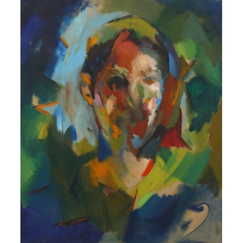 638 - Raymond Rowden, oil on canvas, head, 1961, inscribed verso, 91cm x 76cm, framed