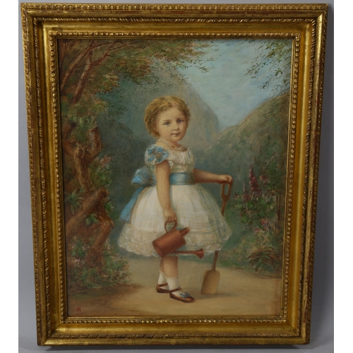 641 - Edith Martineau (1842 - 1909), watercolour, the young gardener, signed with monogram, dated 1875, 48... 