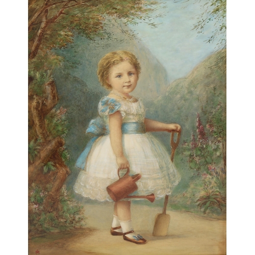 641 - Edith Martineau (1842 - 1909), watercolour, the young gardener, signed with monogram, dated 1875, 48... 